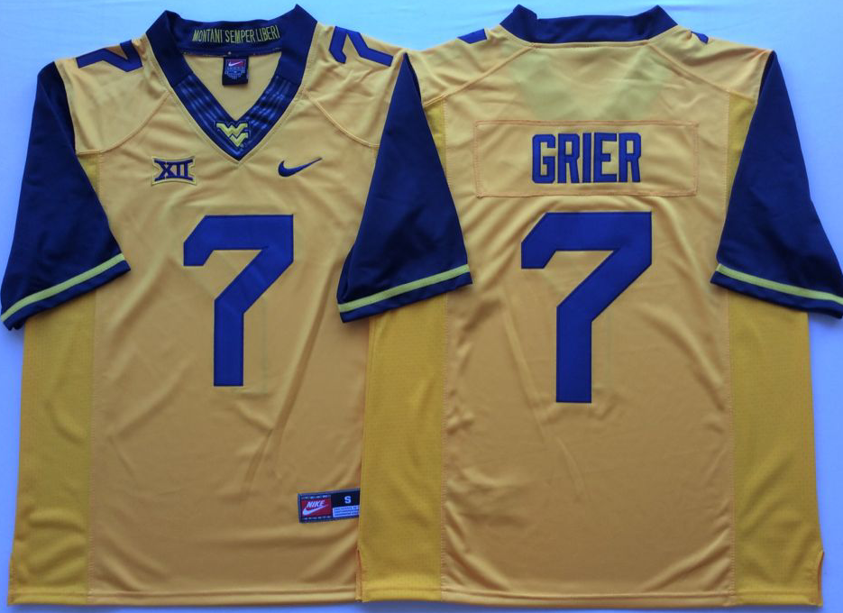 NCAA Men West Virginia Mountaineers YELLOW #7 GRIER
